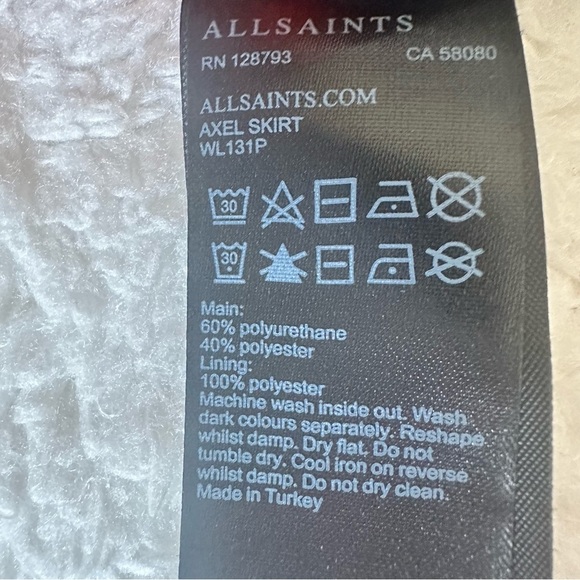 All Saints Axel Faux Leather Zip Front Skirt Black Classic Edge Size 8 - Picture 6 of 12